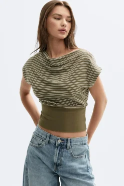 Clearance Gina Tricot Boatneck top Groen