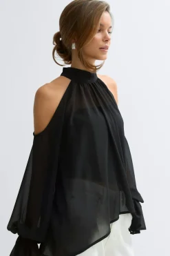 Outlet Gina Tricot Boho chiffon blouse Zwart