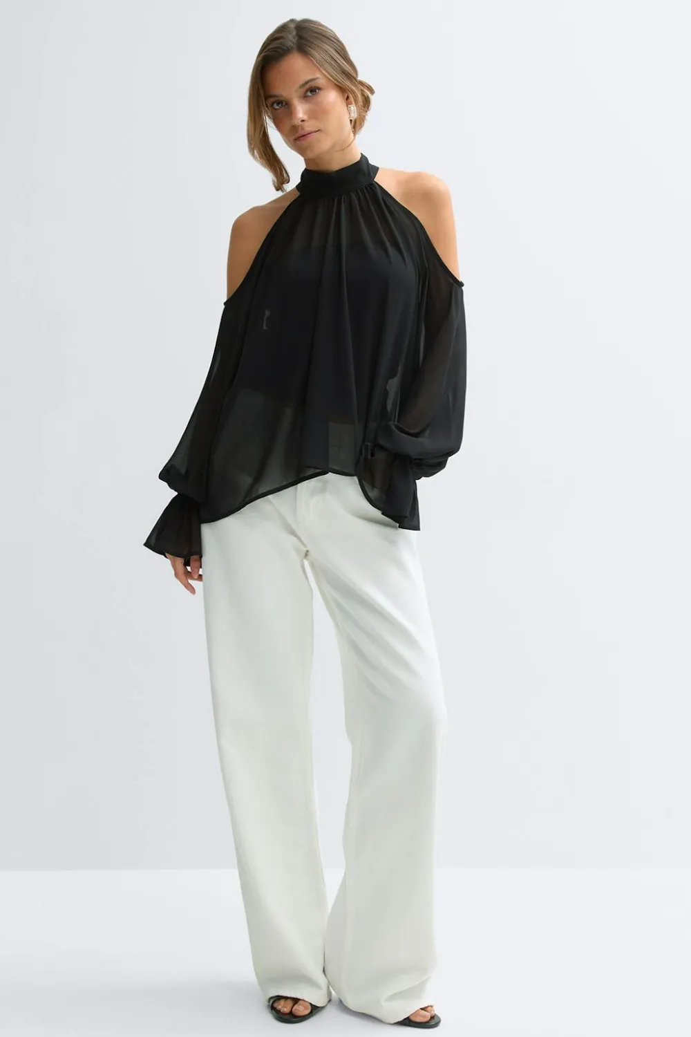 Outlet Gina Tricot Boho chiffon blouse Zwart