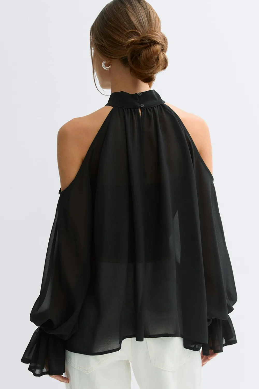 Outlet Gina Tricot Boho chiffon blouse Zwart