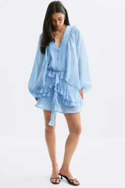 Sale Gina Tricot Boho mini dress Blauw