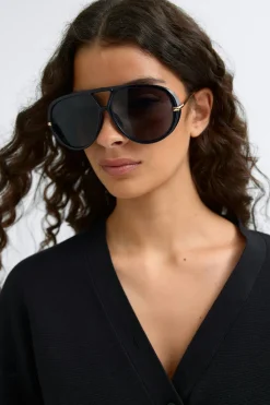 Gina Tricot Bold aviator sunglasses Zwart