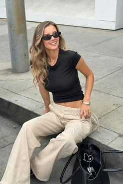 Best Gina Tricot Booty belted jeans Beige