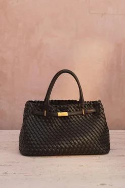 Best Gina Tricot Braided top handle bag Zwart