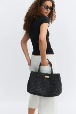 Best Gina Tricot Braided top handle bag Zwart