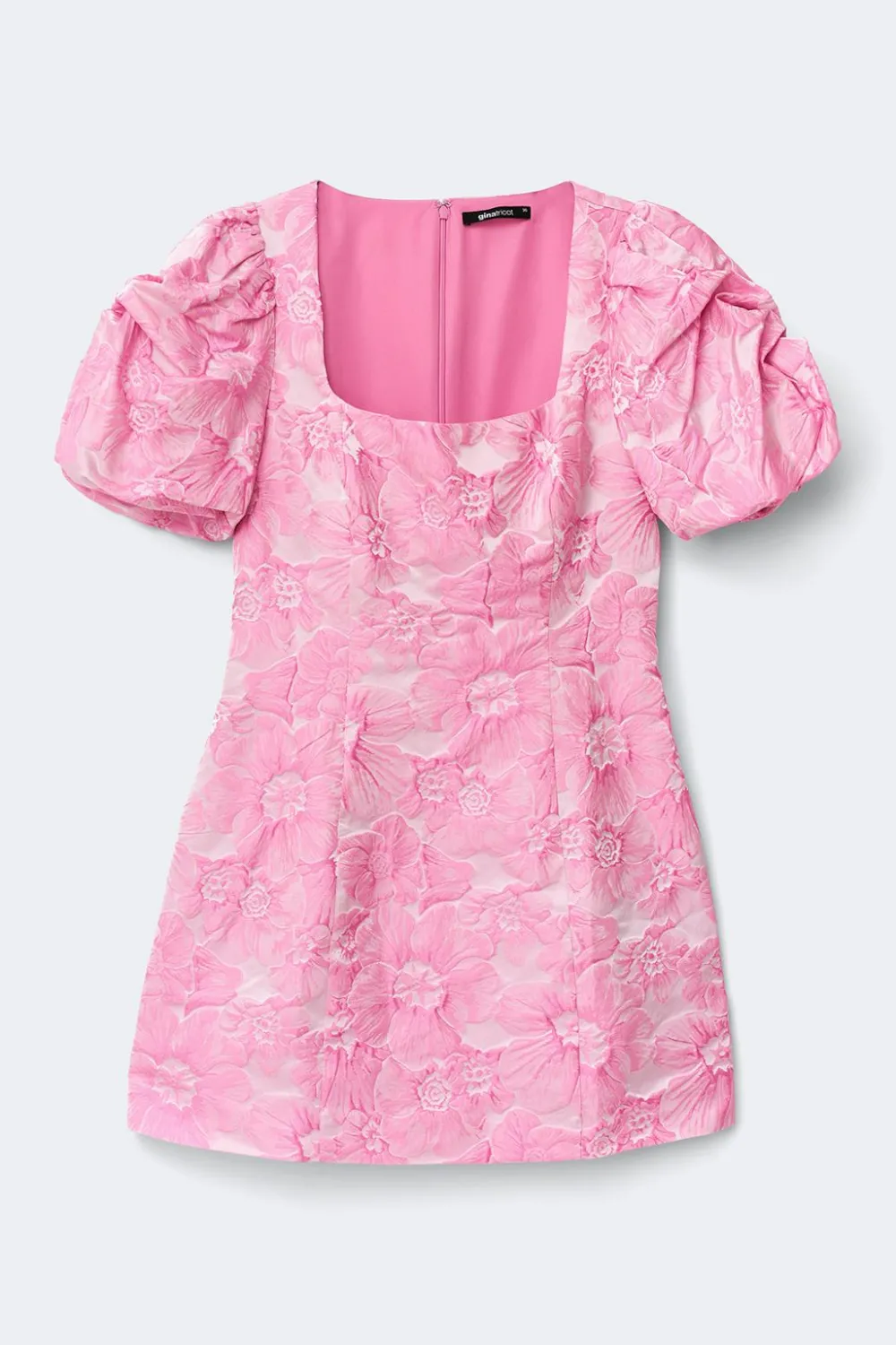 New Gina Tricot Brocade puffsleeve mini dress Roze