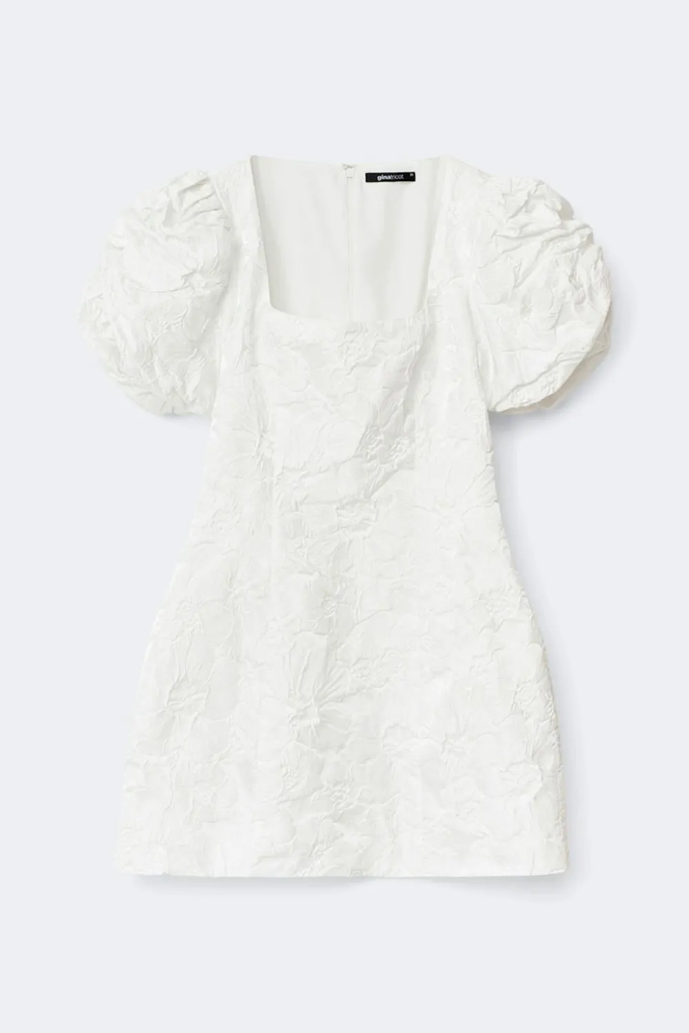 Clearance Gina Tricot Brocade puffsleeve mini dress Wit