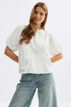 Gina Tricot Broderie anglaise blouse Wit