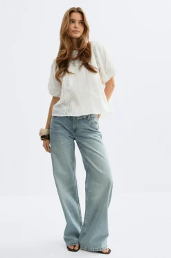 Gina Tricot Broderie anglaise blouse Wit