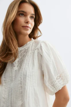 Gina Tricot Broderie anglaise blouse Wit