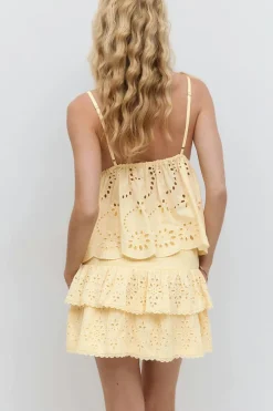 Online Gina Tricot Broderie anglaise mini skirt Geel