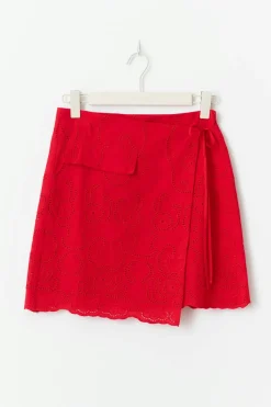 Outlet Gina Tricot Broderie anglaise mini skirt Rood