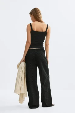 Discount Gina Tricot Broderie anglaise trousers Zwart