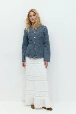 Gina Tricot Broderie maxi skirt Wit