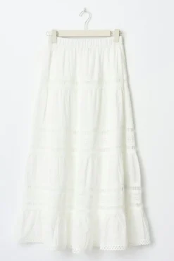 Gina Tricot Broderie maxi skirt Wit