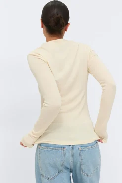 Discount Gina Tricot Button down funnel neck top Geel