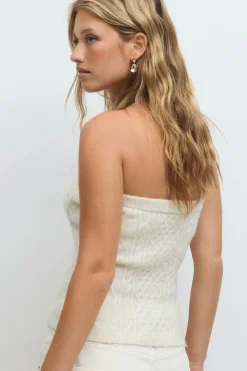 New Gina Tricot Cable knitted tube top Beige