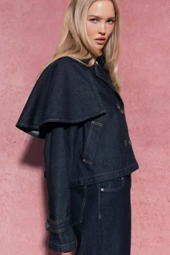 Sale Gina Tricot Cape denim trench Blauw