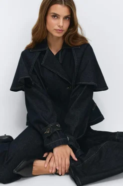 Sale Gina Tricot Cape denim trench Blauw