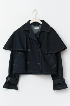 Sale Gina Tricot Cape denim trench Blauw