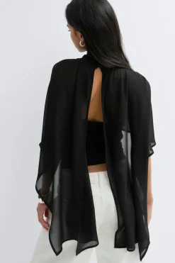 New Gina Tricot Chiffon cape top Zwart