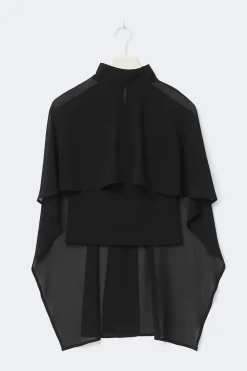 New Gina Tricot Chiffon cape top Zwart