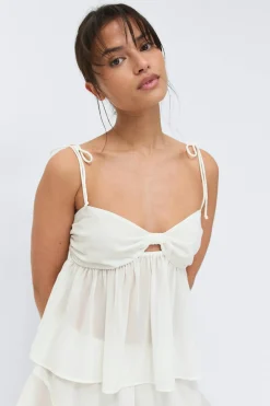 New Gina Tricot Chiffon loungewear singlet Wit