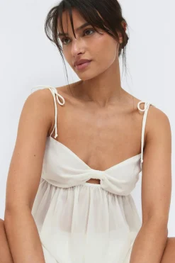 New Gina Tricot Chiffon loungewear singlet Wit