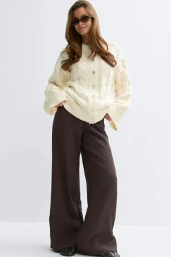New Gina Tricot Chunky knitted cable cardigan Wit