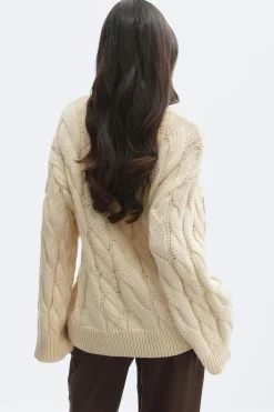 Gina Tricot Chunky knitted cable cardigan Beige