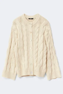 Gina Tricot Chunky knitted cable cardigan Beige