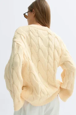 Best Gina Tricot Chunky knitted cable cardigan Geel