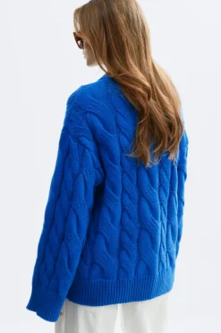 Online Gina Tricot Chunky knitted cable cardigan Blauw