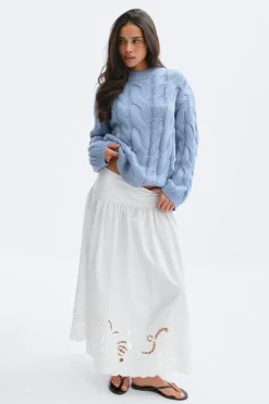 Hot Gina Tricot Chunky knitted cable sweater Blauw