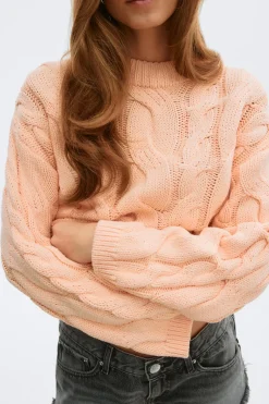 Clearance Gina Tricot Chunky knitted cable sweater Oranje