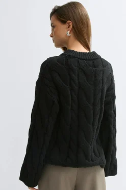 Gina Tricot Chunky knitted cable sweater Zwart