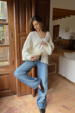 New Gina Tricot Chunky knitted cardigan Wit