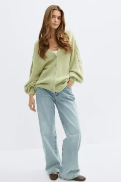 Discount Gina Tricot Chunky knitted cardigan Groen