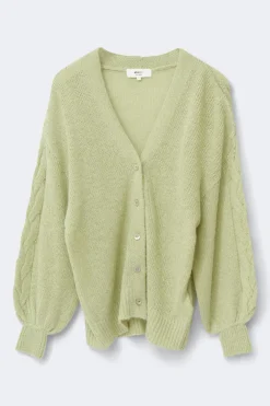 Discount Gina Tricot Chunky knitted cardigan Groen