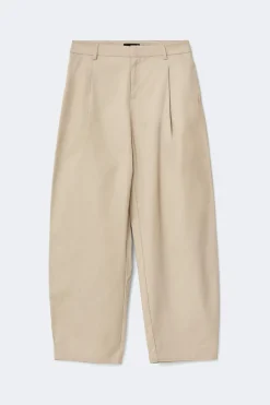 Discount Gina Tricot Cotton barrel trousers Beige