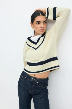 Hot Gina Tricot Cotton blend knitted sweater Wit