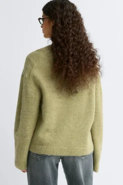 Discount Gina Tricot Crew neck knitted sweater Groen