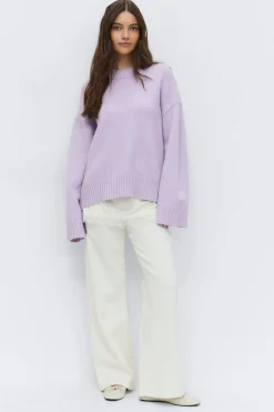 Clearance Gina Tricot Crew neck knitted sweater Paars