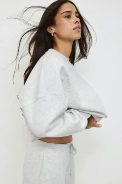 Best Gina Tricot Crop crewneck sweater Grijsv