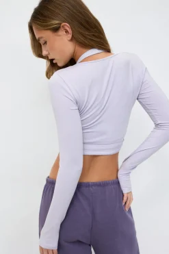 New Gina Tricot Cropped yoga wrap cardigan Paars