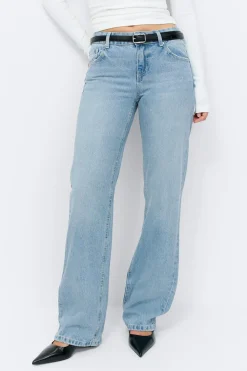 Best Gina Tricot Crush straight jeans Blauw