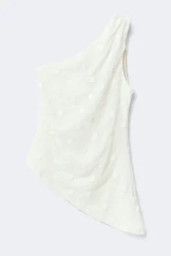 Outlet Gina Tricot 3d one shoulder top Wit