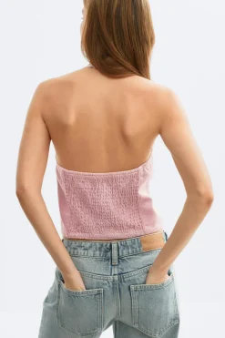 Outlet Gina Tricot Denim halterneck top Roze