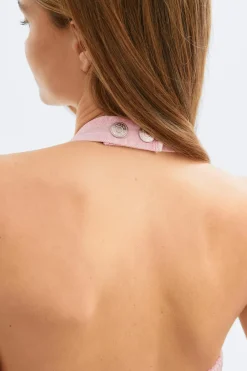 Outlet Gina Tricot Denim halterneck top Roze