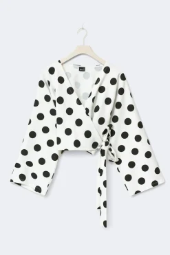 Online Gina Tricot Dot wrap tie top Zwart